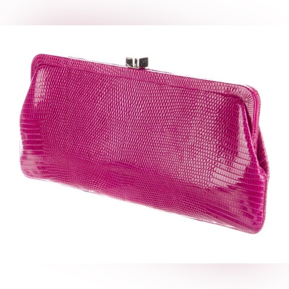 Lambertson Truex Orchid Pink Exotic Skin Genuine Lizard Clutch w/tag $1990 - Picture 2 of 11